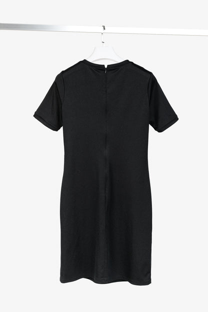Tibi Black Stretch Short-Sleeve Mini Dress