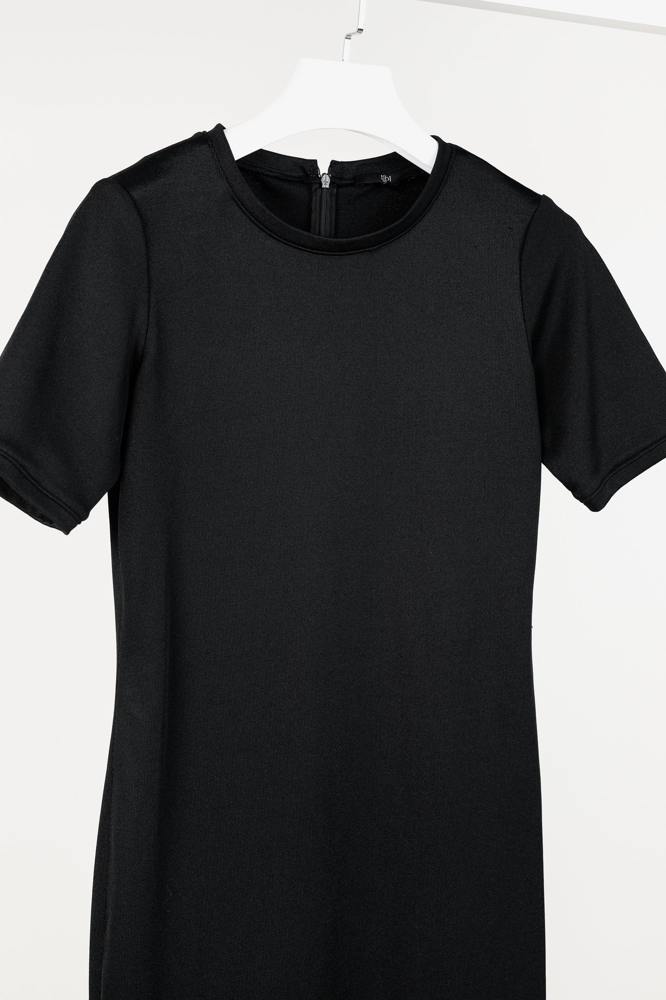 Tibi Black Stretch Short-Sleeve Mini Dress