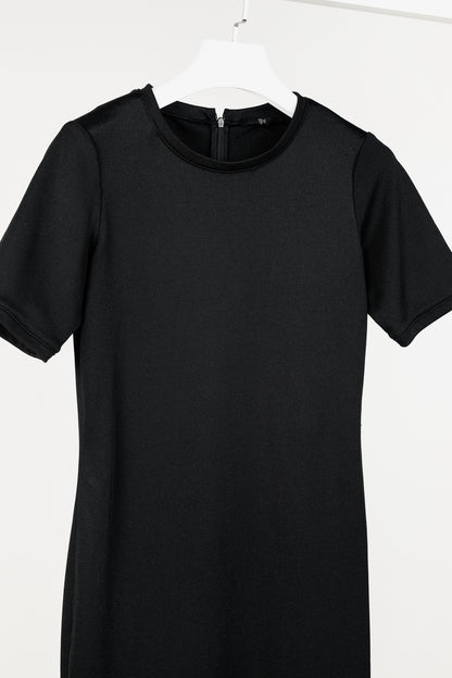 Tibi Black Stretch Short-Sleeve Mini Dress