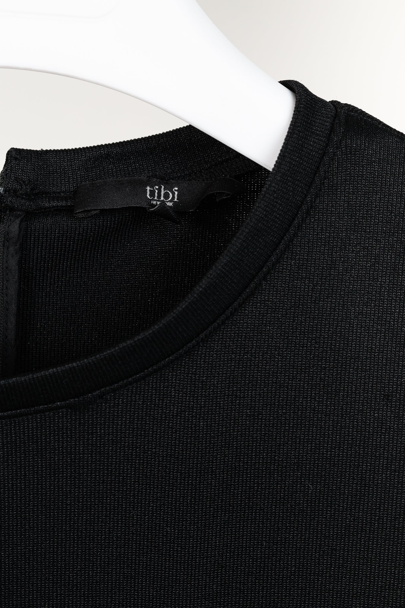 Tibi Black Stretch Short-Sleeve Mini Dress