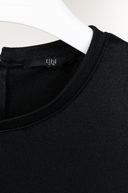Tibi Black Stretch Short-Sleeve Mini Dress
