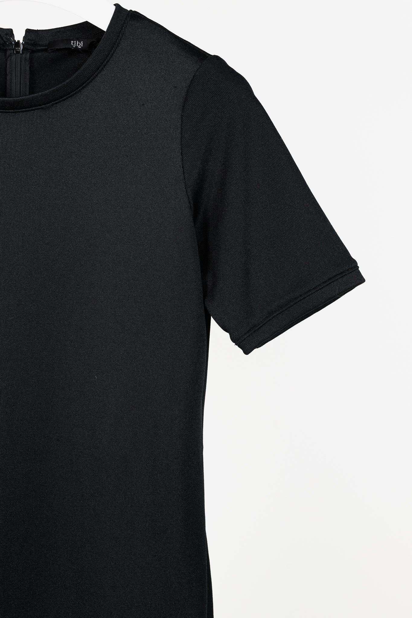 Tibi Black Stretch Short-Sleeve Mini Dress