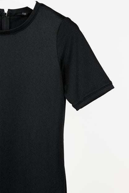 Tibi Black Stretch Short-Sleeve Mini Dress