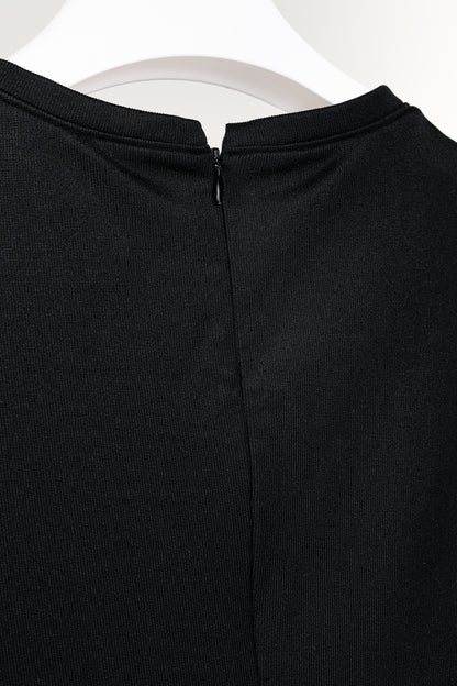 Tibi Black Stretch Short-Sleeve Mini Dress
