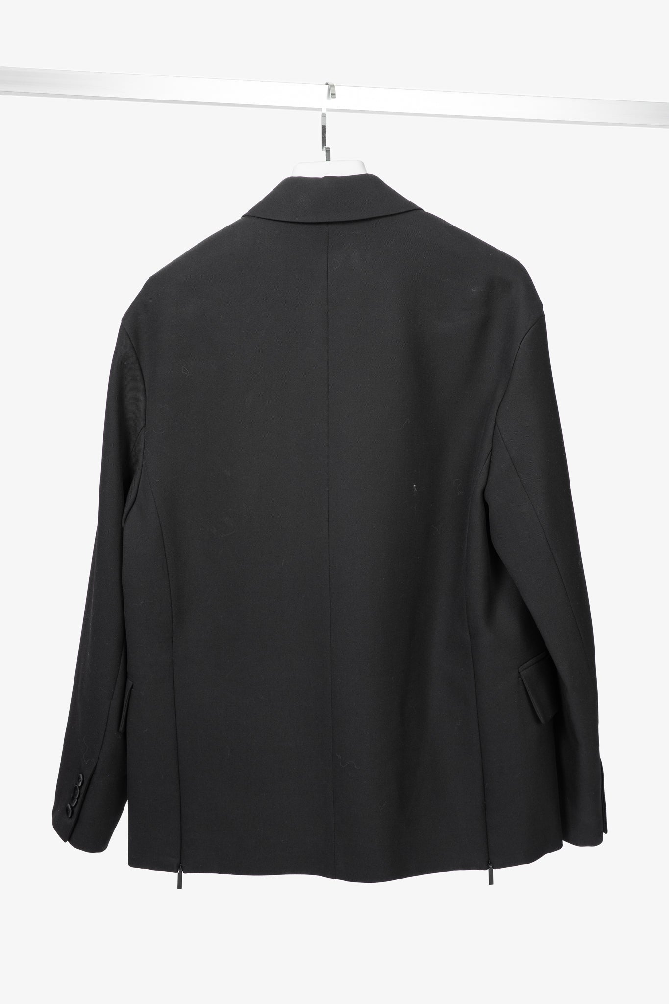 Tibi Liam Black Grain De Poudre Slit-Zipper Blazer