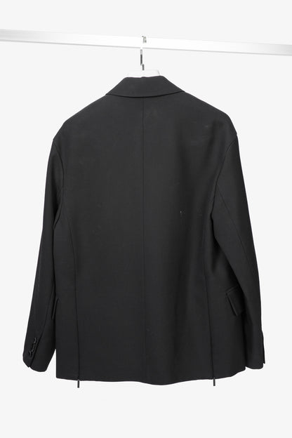Tibi Liam Black Grain De Poudre Slit-Zipper Blazer