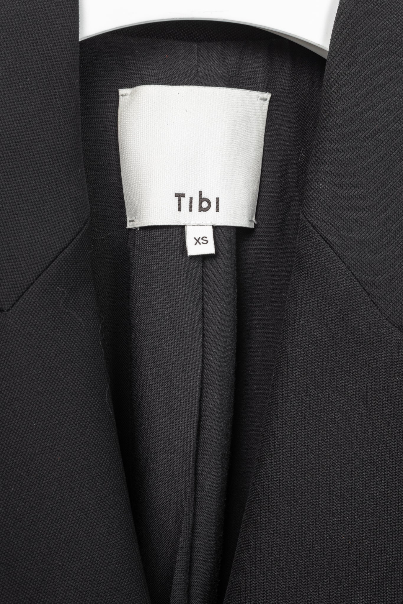 Tibi Liam Black Grain De Poudre Slit-Zipper Blazer