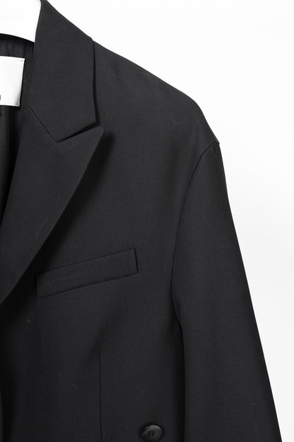 Tibi Liam Black Grain De Poudre Slit-Zipper Blazer