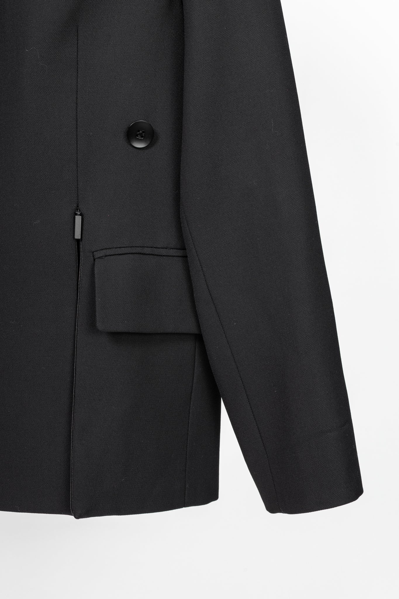 Tibi Liam Black Grain De Poudre Slit-Zipper Blazer