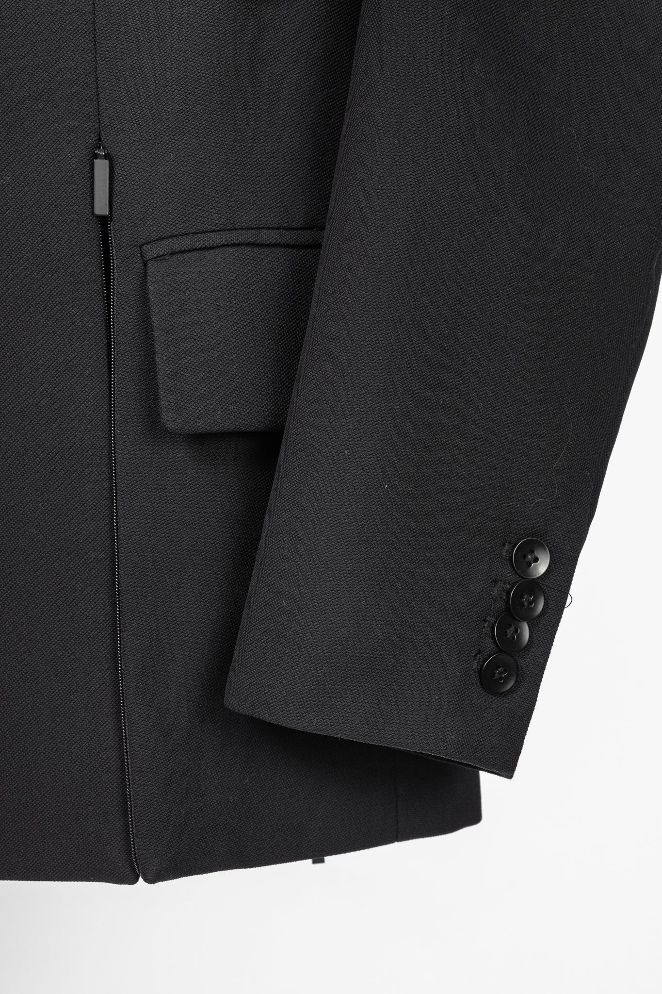 Tibi Liam Black Grain De Poudre Slit-Zipper Blazer