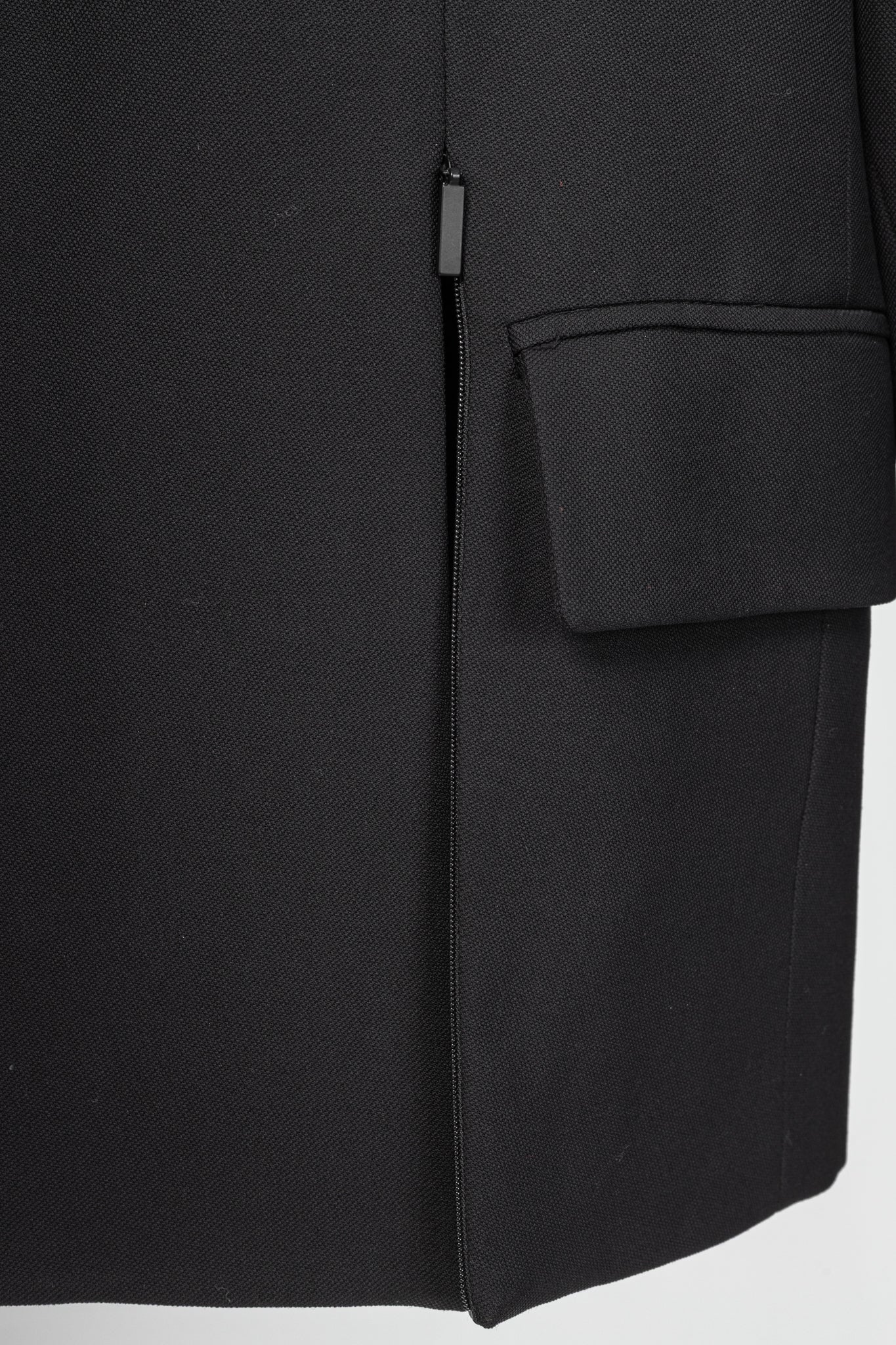 Tibi Liam Black Grain De Poudre Slit-Zipper Blazer