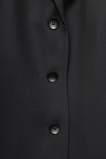 Tibi Liam Black Grain De Poudre Slit-Zipper Blazer