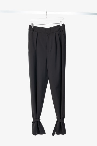 Tibi Stella Black Tropical Wool Removable-Ankle-Band Pants