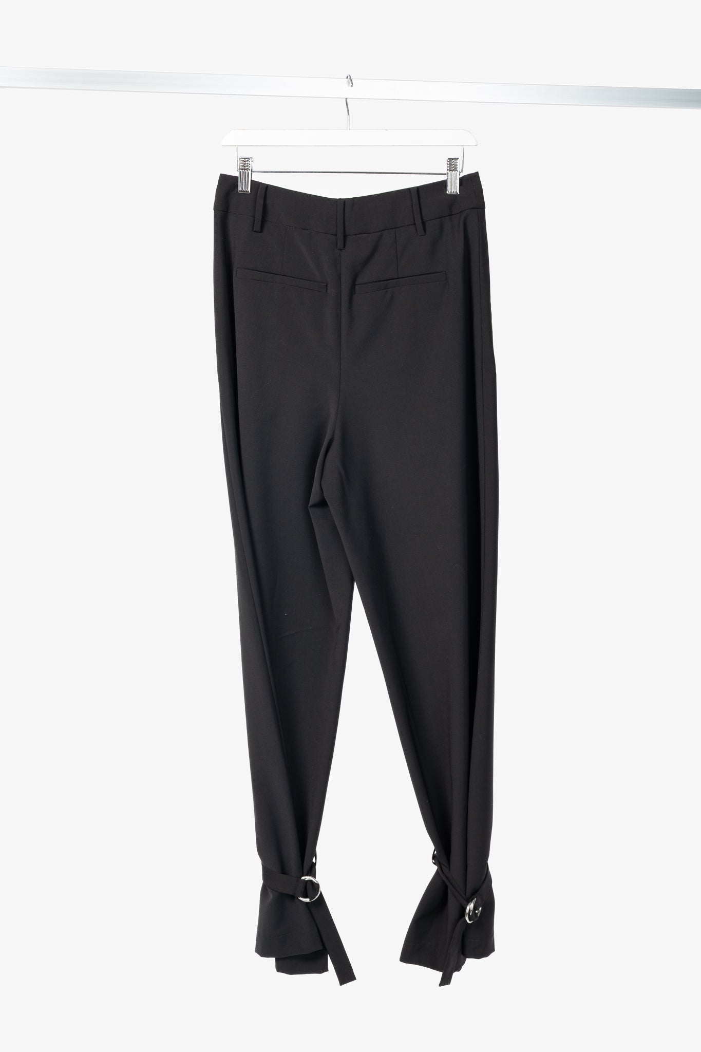 Tibi Stella Black Tropical Wool Removable-Ankle-Band Pants