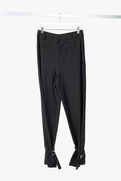 Tibi Stella Black Tropical Wool Removable-Ankle-Band Pants