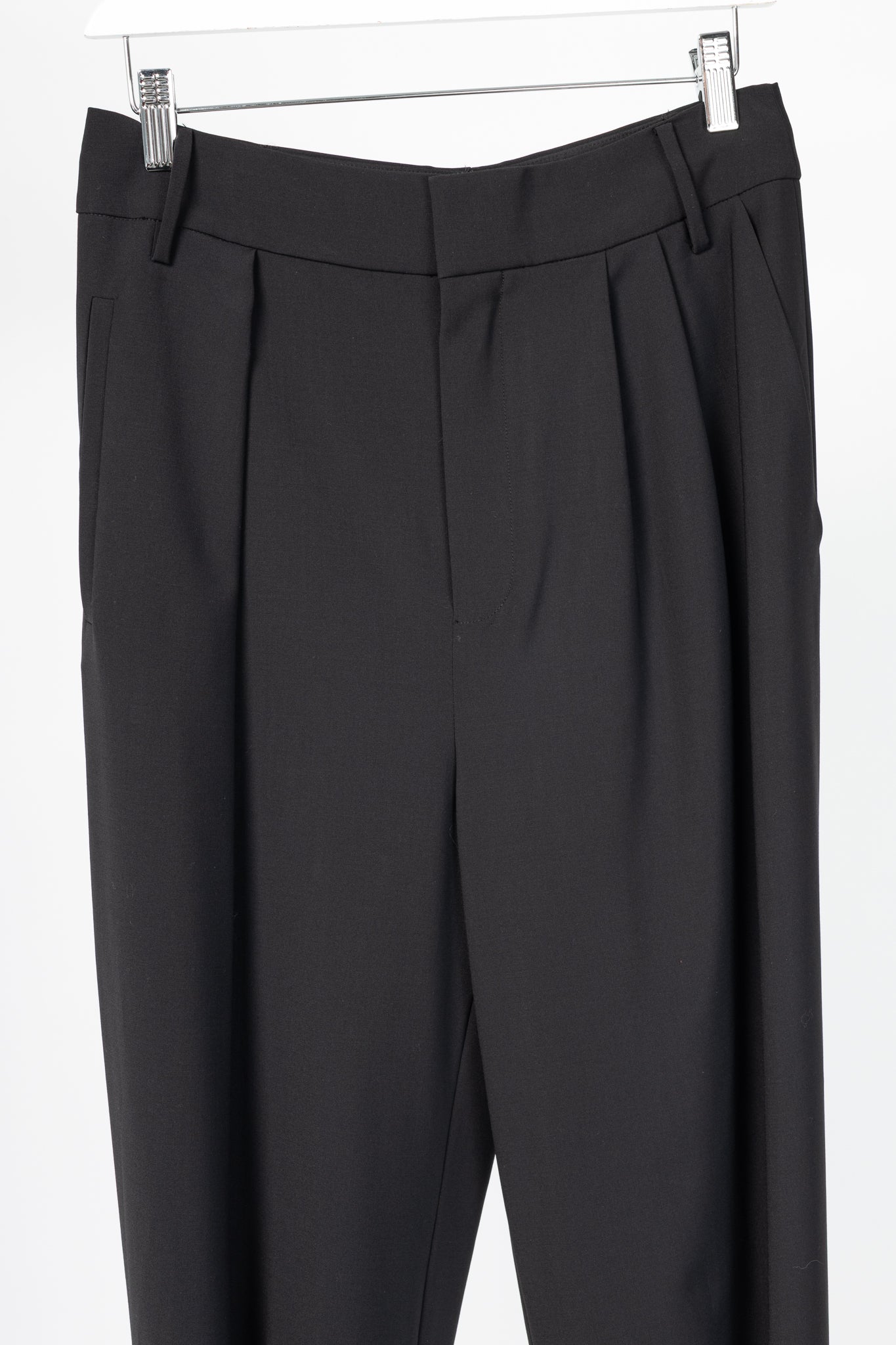 Tibi Stella Black Tropical Wool Removable-Ankle-Band Pants