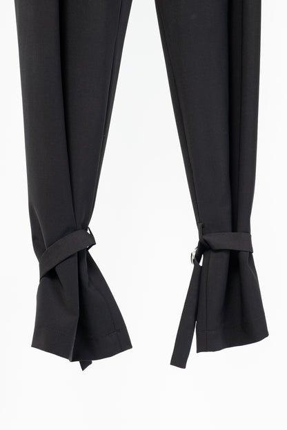 Tibi Stella Black Tropical Wool Removable-Ankle-Band Pants