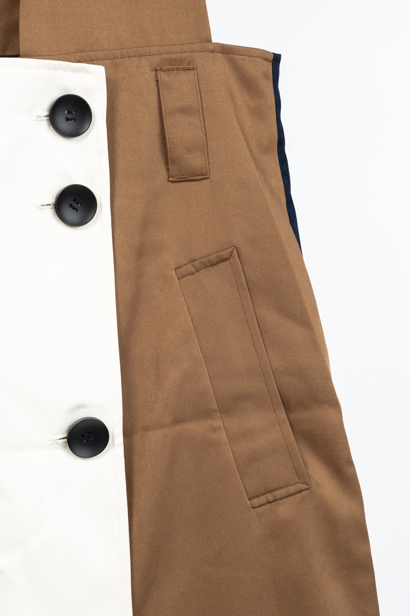 Tibi AW/19 Ivory-Multi Colorblock Techy Twill Trench Dress