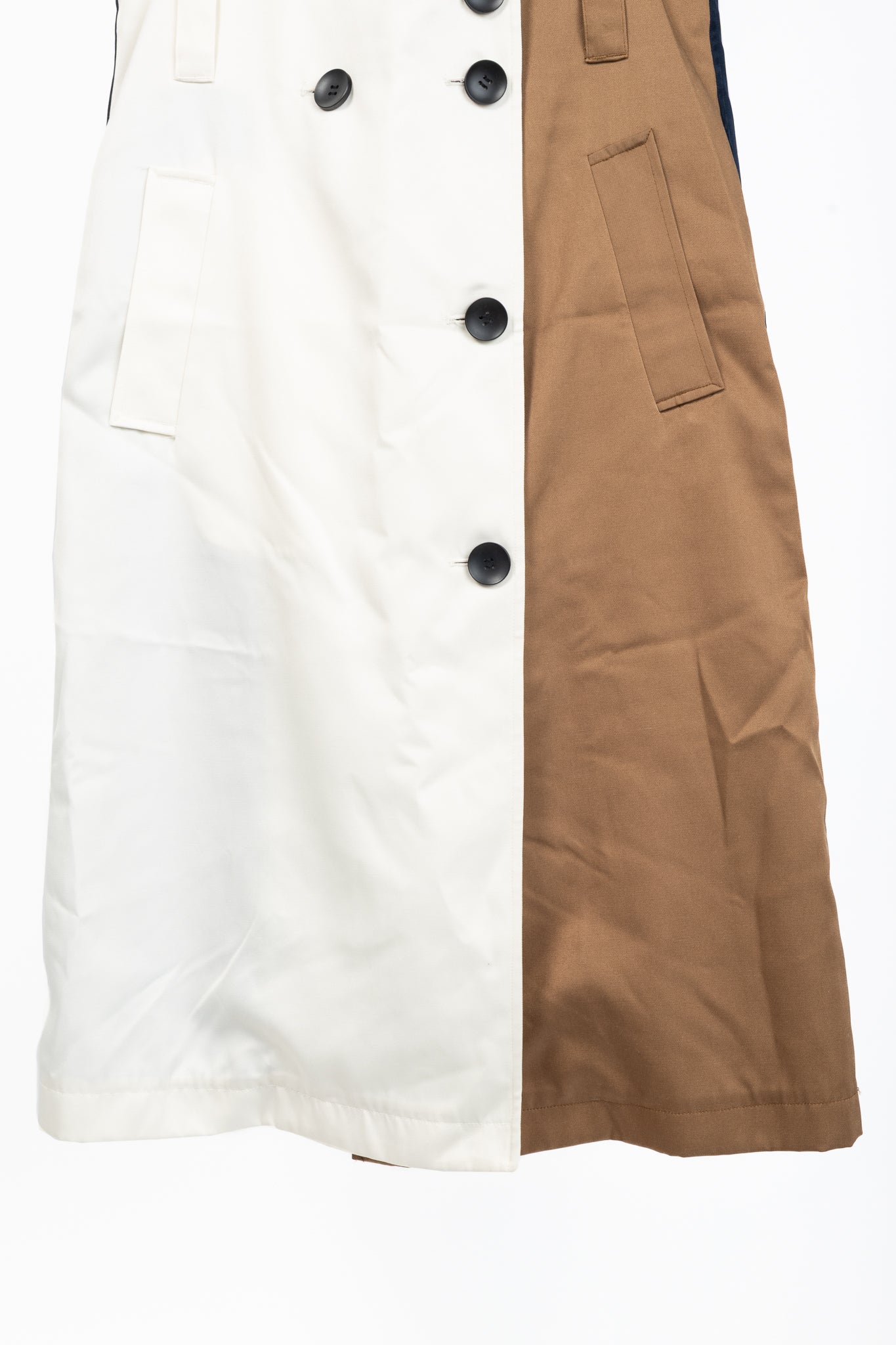 Tibi AW/19 Ivory-Multi Colorblock Techy Twill Trench Dress