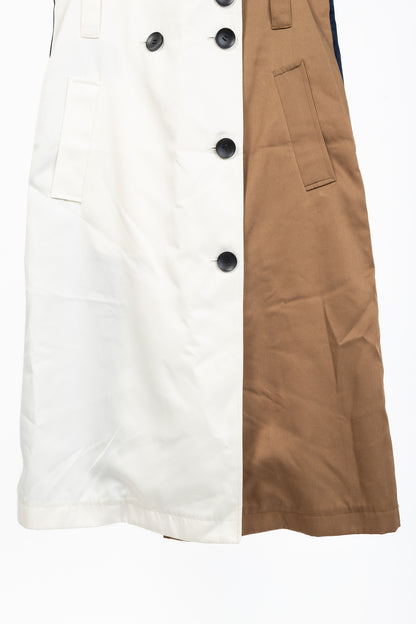 Tibi AW/19 Ivory-Multi Colorblock Techy Twill Trench Dress