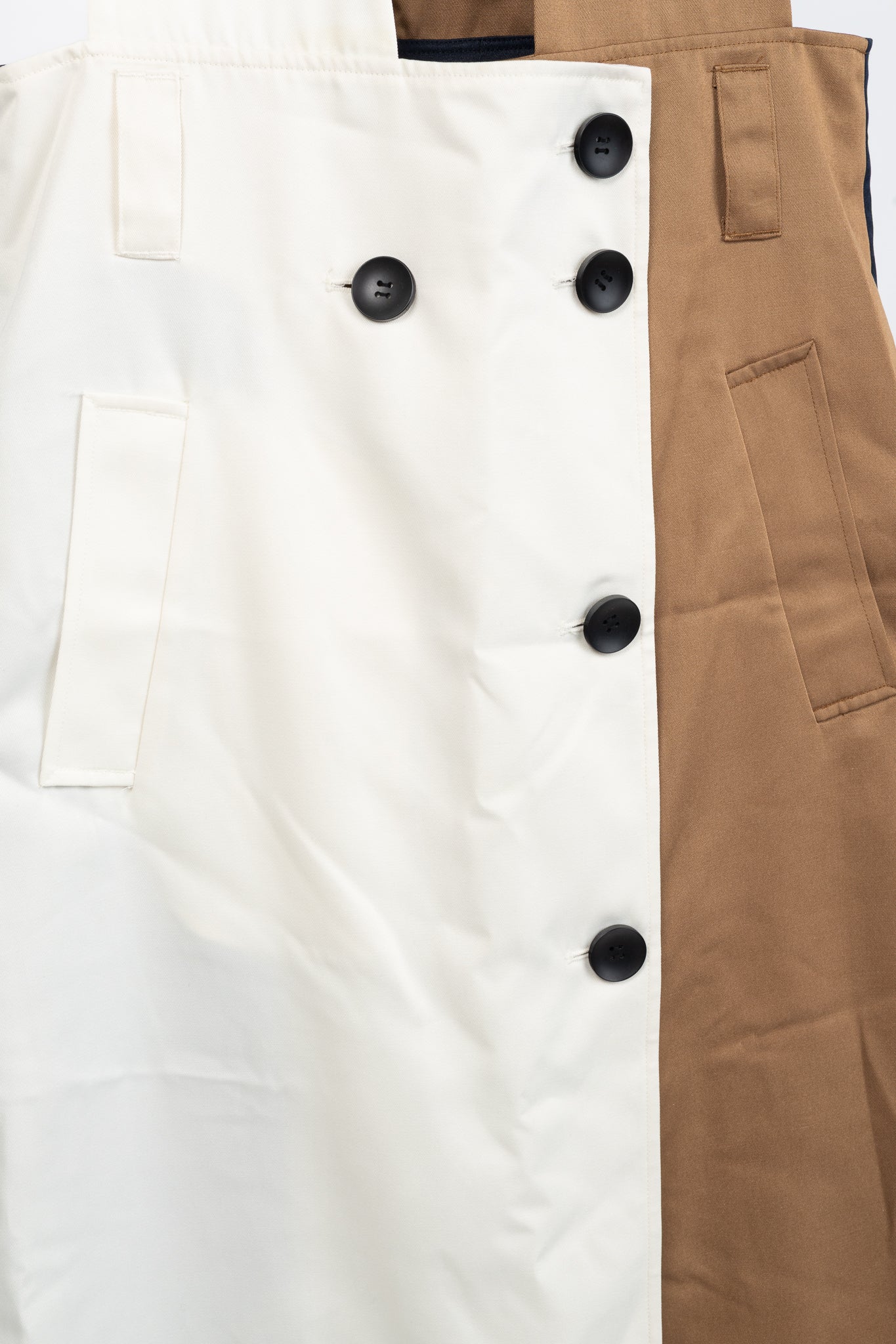 Tibi AW/19 Ivory-Multi Colorblock Techy Twill Trench Dress