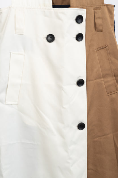Tibi AW/19 Ivory-Multi Colorblock Techy Twill Trench Dress