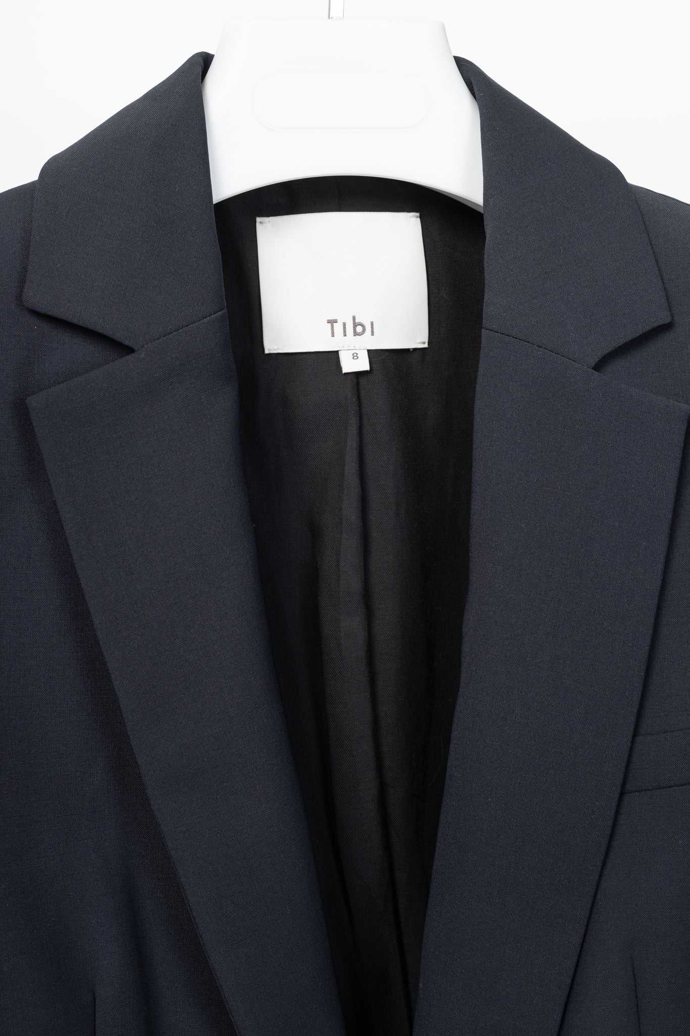 Tibi Marlon Navy Tropical-Wool Cutout-Sleeve Blazer
