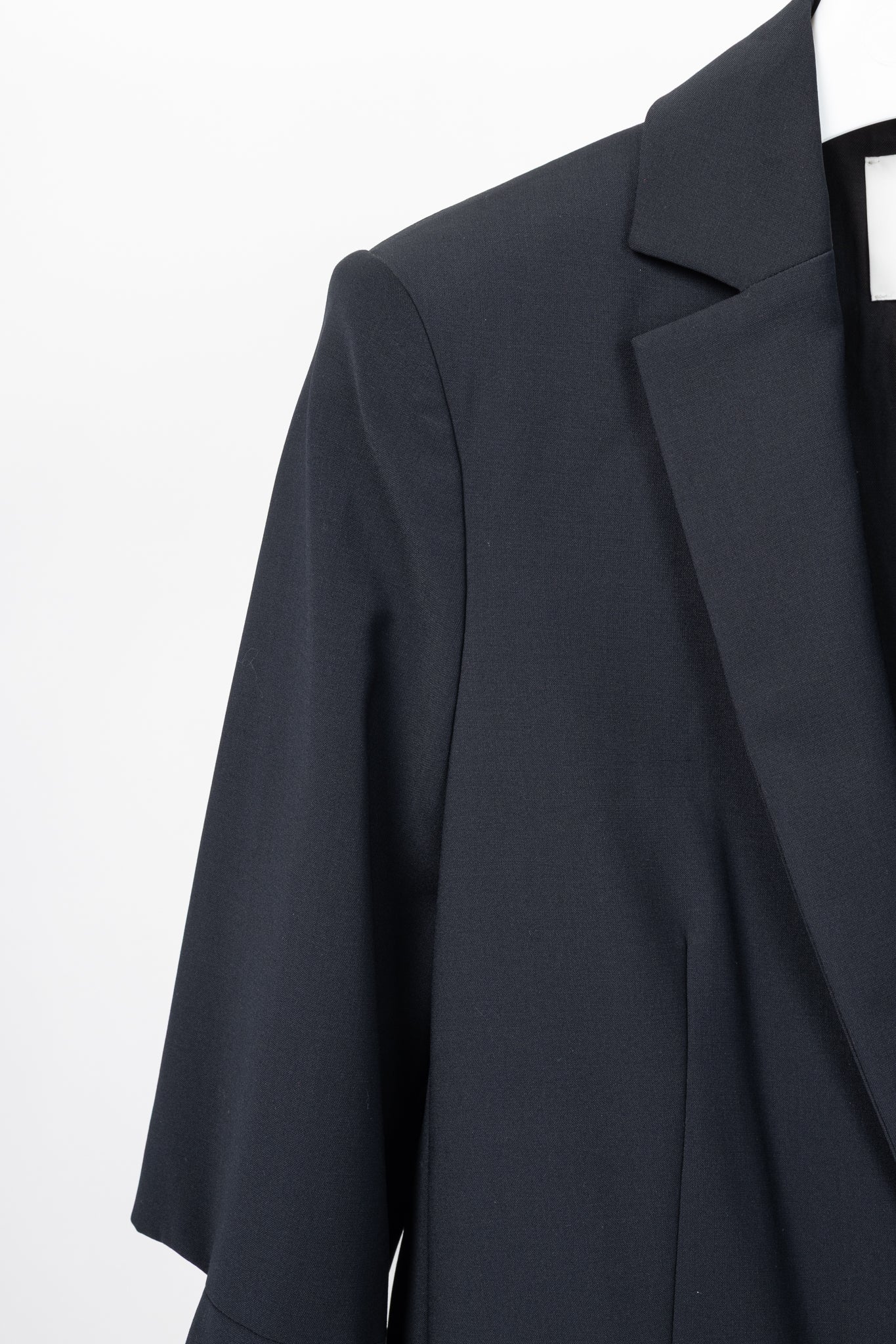 Tibi Marlon Navy Tropical-Wool Cutout-Sleeve Blazer
