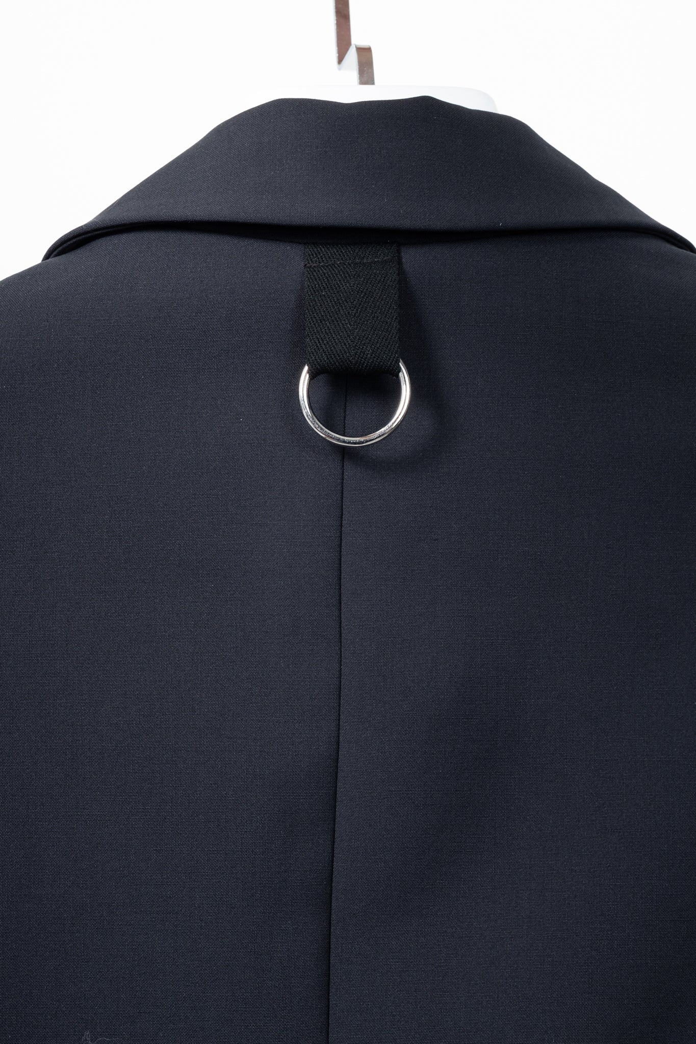 Tibi Marlon Navy Tropical-Wool Cutout-Sleeve Blazer