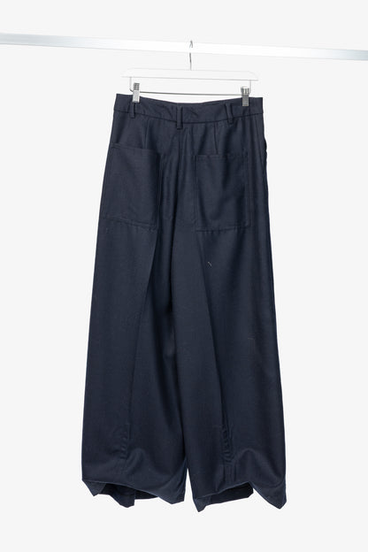 Tibi Murray Navy Superfine Wool Flannel Trouser