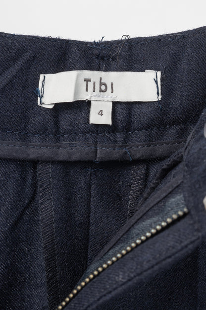 Tibi Murray Navy Superfine Wool Flannel Trouser
