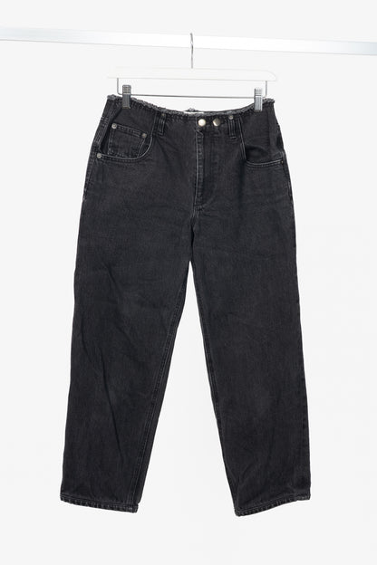 Tibi Newman Black Denim Frayed-Waist Jeans