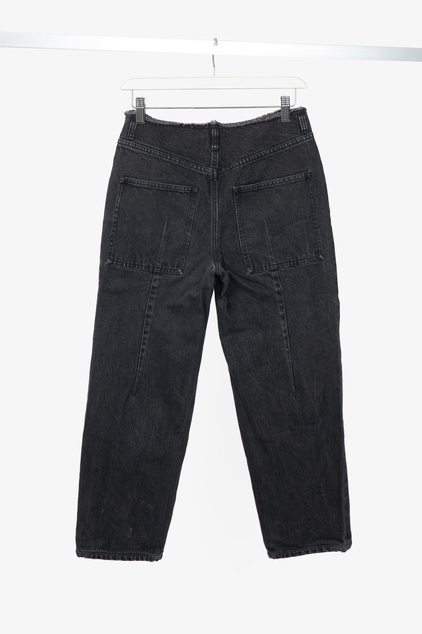 Tibi Newman Black Denim Frayed-Waist Jeans