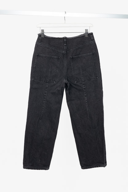 Tibi Newman Black Denim Frayed-Waist Jeans
