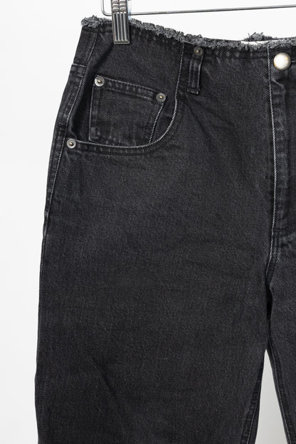 Tibi Newman Black Denim Frayed-Waist Jeans