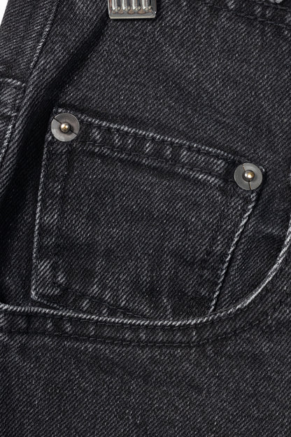 Tibi Newman Black Denim Frayed-Waist Jeans