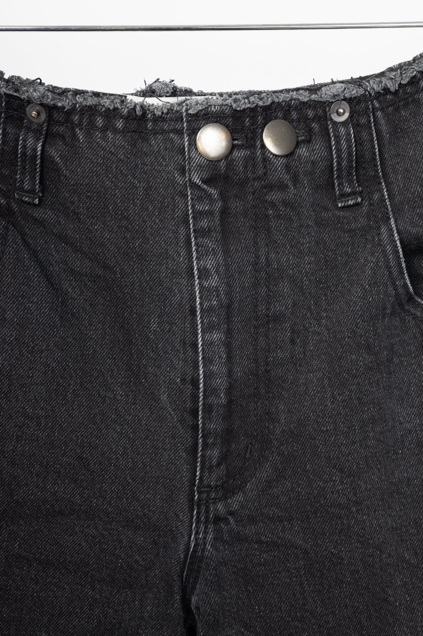 Tibi Newman Black Denim Frayed-Waist Jeans