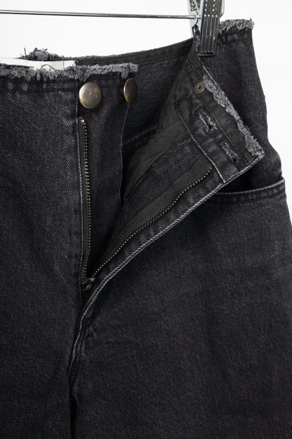 Tibi Newman Black Denim Frayed-Waist Jeans