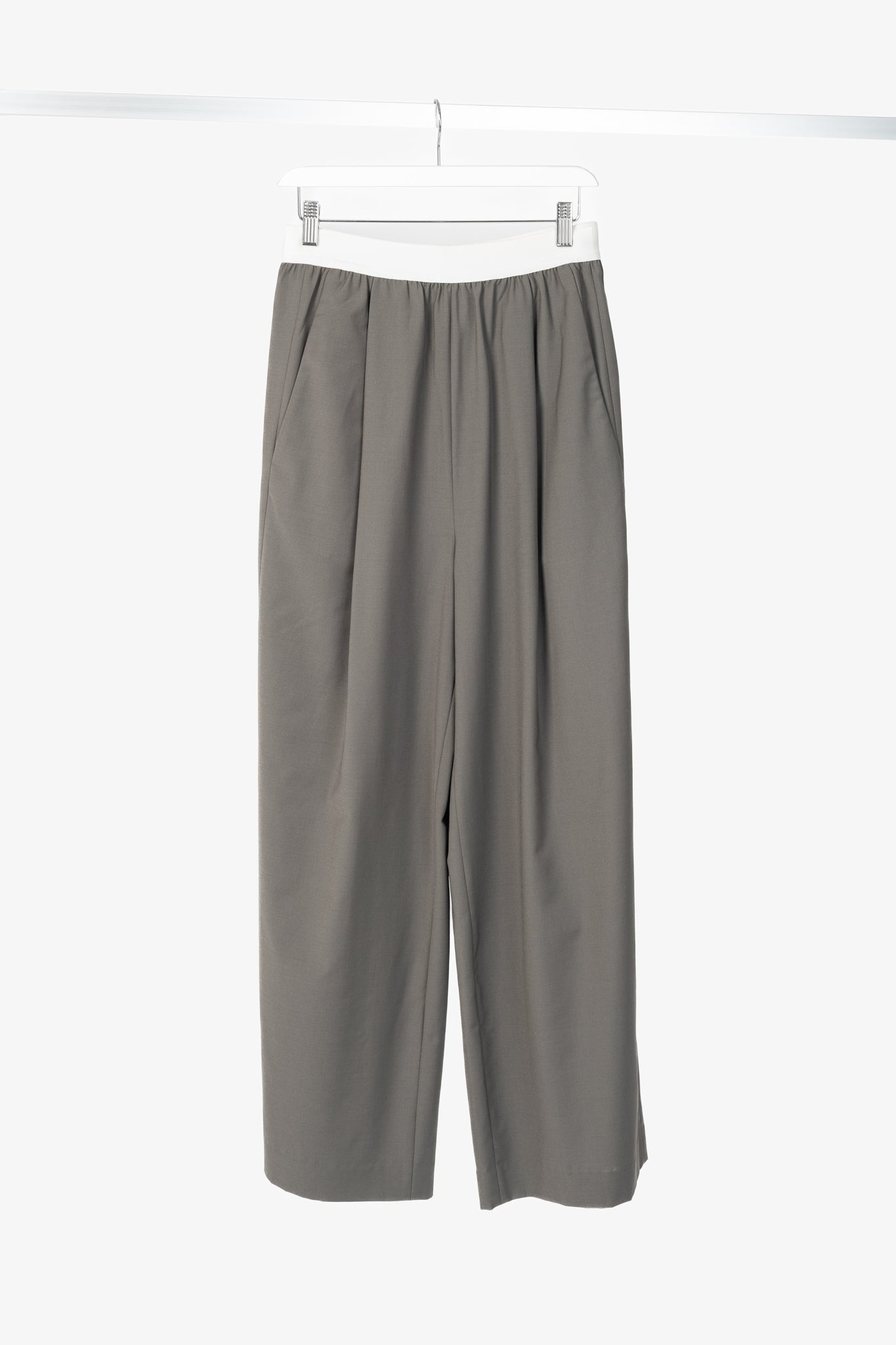 Tibi Marit Dark Stone Tropical Wool Pull-On Pant
