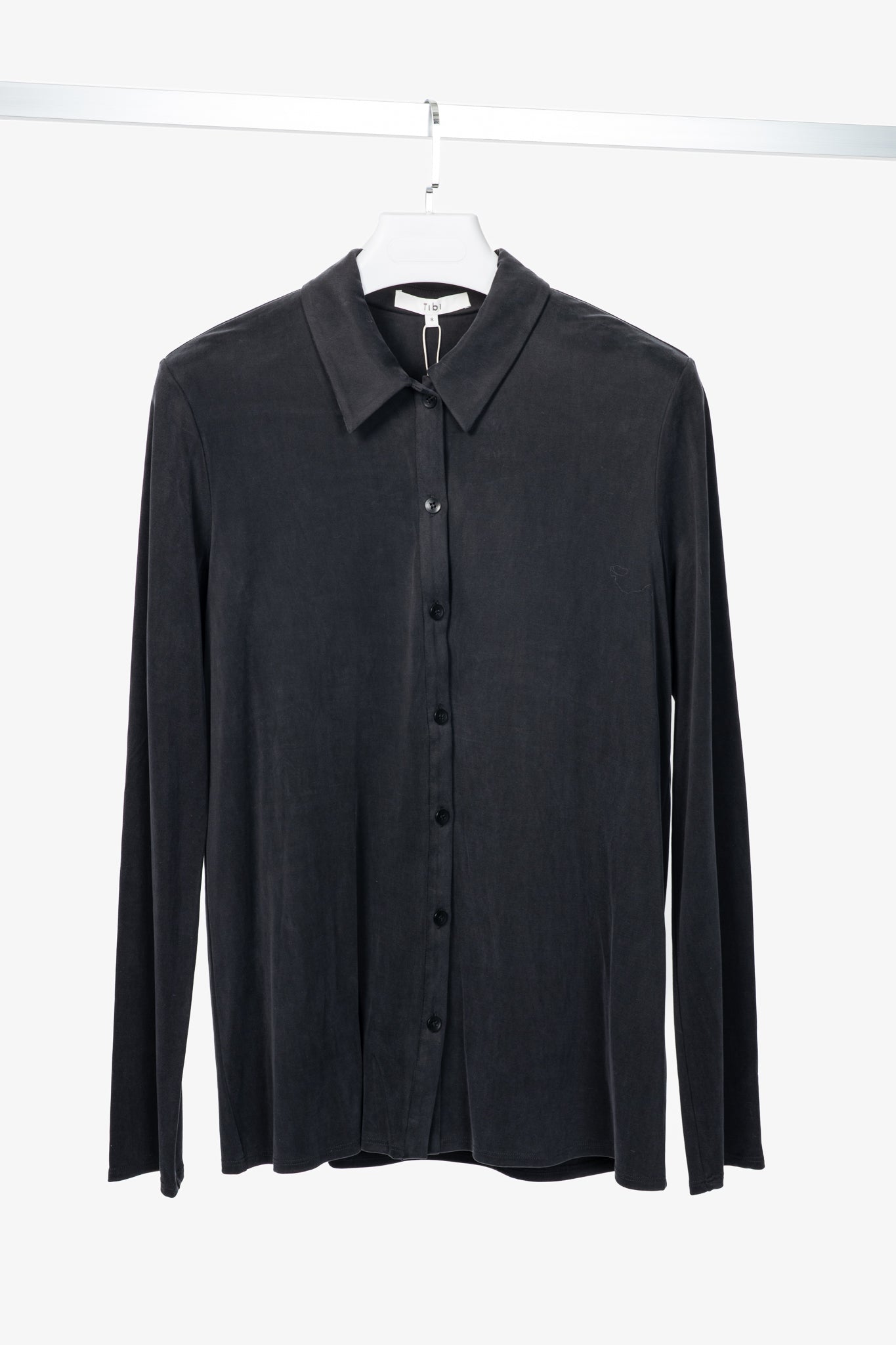 Tibi Black Deeba Cupro Slim Shirt