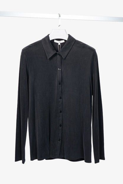 Tibi Black Deeba Cupro Slim Shirt