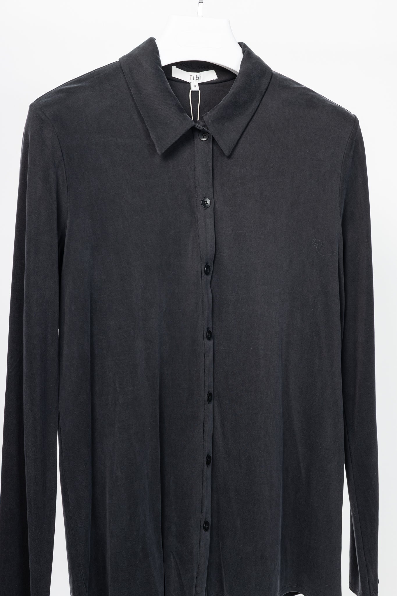 Tibi Black Deeba Cupro Slim Shirt