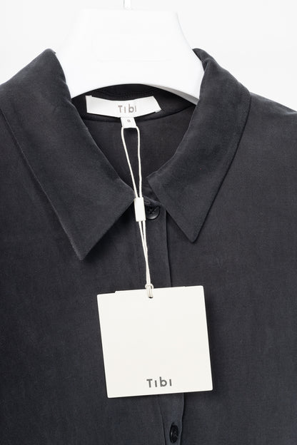 Tibi Black Deeba Cupro Slim Shirt