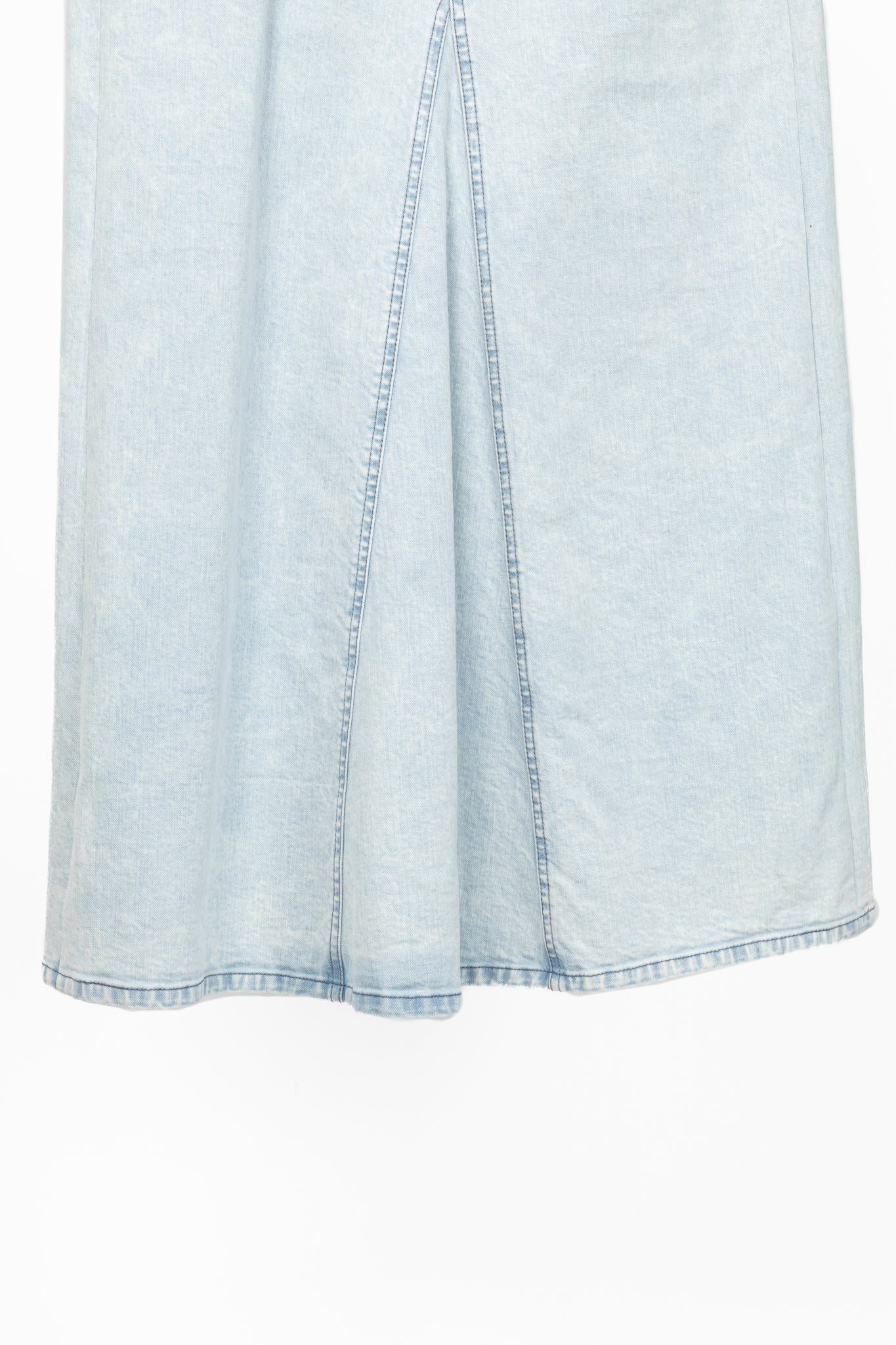 Tibi Bleached Denim Godet Midi Skirt
