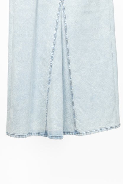 Tibi Bleached Denim Godet Midi Skirt