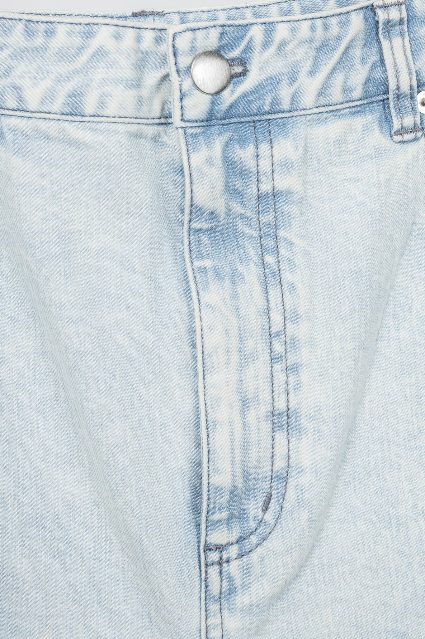 Tibi Bleached Denim Godet Midi Skirt