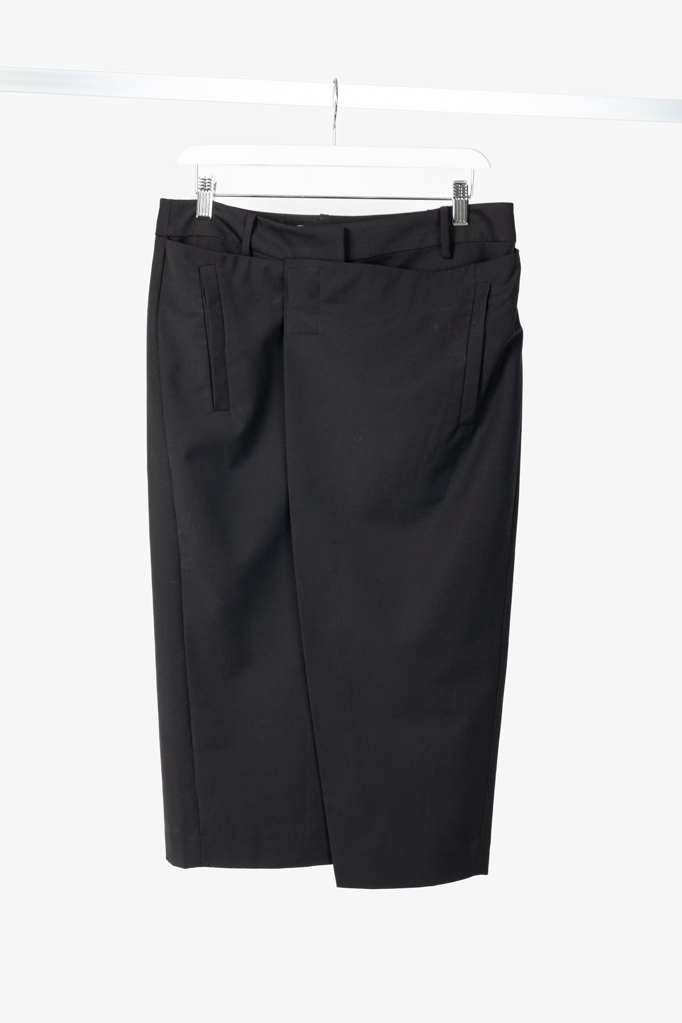 Tibi Black Tropical Wool Wrap Trouser Skirt