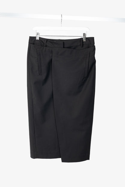 Tibi Black Tropical Wool Wrap Trouser Skirt