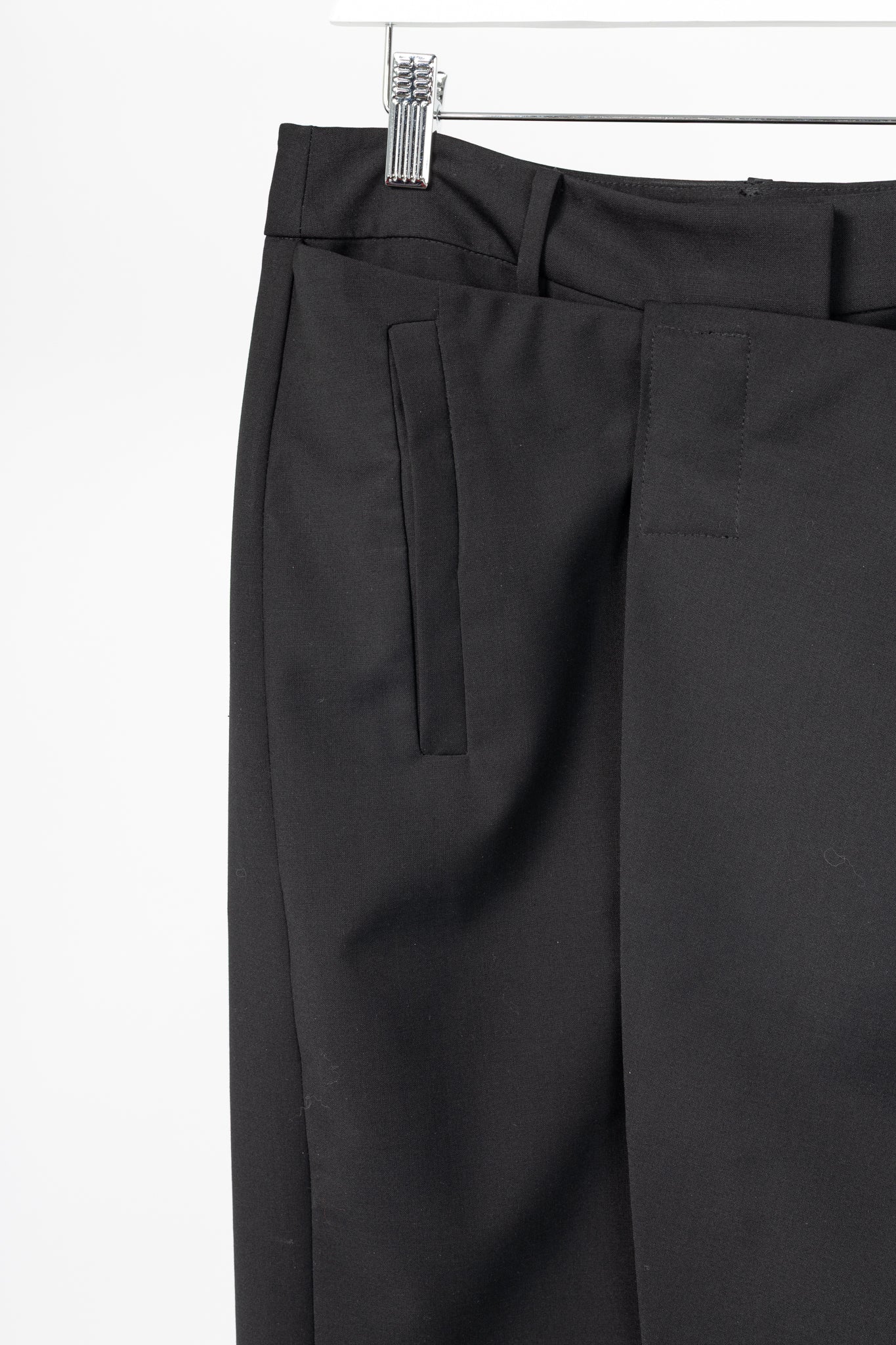 Tibi Black Tropical Wool Wrap Trouser Skirt