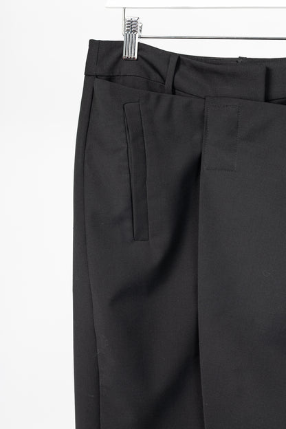 Tibi Black Tropical Wool Wrap Trouser Skirt
